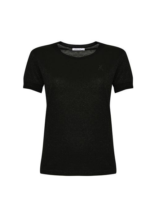T-shirt in maglia con logo strass Black lurex Patrizia Pepe | 8K0278 K128K464